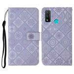 For Huawei P smart 2020 Ethnic Style Embossed Pattern Horizontal Flip Leather Case with Holder & Card Slots & Wallet & Lanyard(Purple)