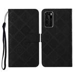 For Huawei P40 Ethnic Style Embossed Pattern Horizontal Flip Leather Case with Holder & Card Slots & Wallet & Lanyard(Black)