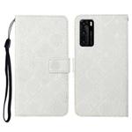 For Huawei P40 Ethnic Style Embossed Pattern Horizontal Flip Leather Case with Holder & Card Slots & Wallet & Lanyard(White)