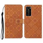 For Huawei P40 Pro Ethnic Style Embossed Pattern Horizontal Flip Leather Case with Holder & Card Slots & Wallet & Lanyard(Brown)