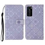 For Huawei P40 Pro Ethnic Style Embossed Pattern Horizontal Flip Leather Case with Holder & Card Slots & Wallet & Lanyard(Purple)