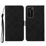 For Huawei P40 Pro Ethnic Style Embossed Pattern Horizontal Flip Leather Case with Holder & Card Slots & Wallet & Lanyard(Black)