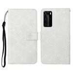 For Huawei P40 Pro Ethnic Style Embossed Pattern Horizontal Flip Leather Case with Holder & Card Slots & Wallet & Lanyard(White)