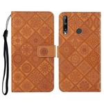 Huawei P40 lite E / Y7p Ethnic Style Embossed Pattern Horizontal Flip Leather Case with Holder & Card Slots & Wallet & Lanyard(Brown)
