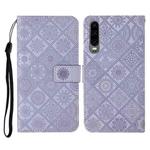 For Huawei P30 Ethnic Style Embossed Pattern Horizontal Flip Leather Case with Holder & Card Slots & Wallet & Lanyard(Purple)