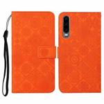For Huawei P30 Ethnic Style Embossed Pattern Horizontal Flip Leather Case with Holder & Card Slots & Wallet & Lanyard(Orange)