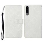 For Huawei P30 Ethnic Style Embossed Pattern Horizontal Flip Leather Case with Holder & Card Slots & Wallet & Lanyard(White)