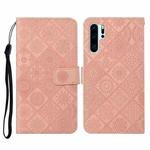 For Huawei P30 Pro Ethnic Style Embossed Pattern Horizontal Flip Leather Case with Holder & Card Slots & Wallet & Lanyard(Pink)