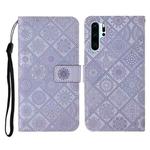 For Huawei P30 Pro Ethnic Style Embossed Pattern Horizontal Flip Leather Case with Holder & Card Slots & Wallet & Lanyard(Purple)