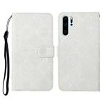 For Huawei P30 Pro Ethnic Style Embossed Pattern Horizontal Flip Leather Case with Holder & Card Slots & Wallet & Lanyard(White)