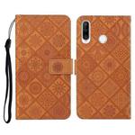 For Huawei P30 lite Ethnic Style Embossed Pattern Horizontal Flip Leather Case with Holder & Card Slots & Wallet & Lanyard(Brown)