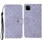 For Huawei Honor 9A Ethnic Style Embossed Pattern Horizontal Flip Leather Case with Holder & Card Slots & Wallet & Lanyard(Purple)