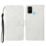 For Huawei Honor 9A Ethnic Style Embossed Pattern Horizontal Flip Leather Case with Holder & Card Slots & Wallet & Lanyard(White)