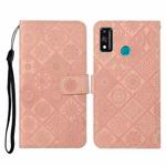 For Huawei Honor 9X Lite Ethnic Style Embossed Pattern Horizontal Flip Leather Case with Holder & Card Slots & Wallet & Lanyard(Pink)