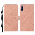 For Huawei Honor 9X / 9X Pro Ethnic Style Embossed Pattern Horizontal Flip Leather Case with Holder & Card Slots & Wallet & Lanyard(Pink)