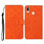 For Huawei Y7 (2019) Ethnic Style Embossed Pattern Horizontal Flip Leather Case with Holder & Card Slots & Wallet & Lanyard(Orange)