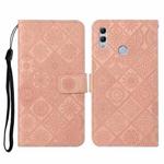 For Huawei Honor 8X Ethnic Style Embossed Pattern Horizontal Flip Leather Case with Holder & Card Slots & Wallet & Lanyard(Pink)