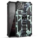 For iPhone 12 / 12 Pro Camouflage Armor Shockproof TPU + PC Magnetic Protective Case with Holder(Mint Green)