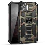 For iPhone 12 / 12 Pro Camouflage Armor Shockproof TPU + PC Magnetic Protective Case with Holder(Army Green)