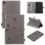 For Lenovo Tab M10 Plus TB-X606F Cat Bee Embossing Pattern Shockproof Table PC Protective Horizontal Flip Leather Case with Holder & Card Slots & Wallet & Pen Slot & Wake-up / Sleep Function(Grey)