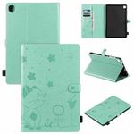 For Samsung Galaxy S6 Lite P610 Cat Bee Embossing Pattern Shockproof Table PC Protective Horizontal Flip Leather Case with Holder & Card Slots & Wallet & Pen Slot & Wake-up / Sleep Function(Green)