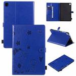 For Samsung Galaxy S6 Lite P610 Cat Bee Embossing Pattern Shockproof Table PC Protective Horizontal Flip Leather Case with Holder & Card Slots & Wallet & Pen Slot & Wake-up / Sleep Function(Blue)
