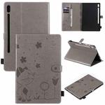 For Samsung Galaxy Tab S6 T860 Cat Bee Embossing Pattern Shockproof Table PC Protective Horizontal Flip Leather Case with Holder & Card Slots & Wallet & Pen Slot & Wake-up / Sleep Function(Grey)