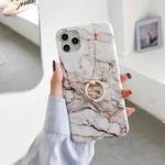 For iPhone 11 Frosted IMD Series TPU Protective Case with Ring Holder (Creamy White)
