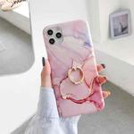 For iPhone 11 Pro Frosted IMD Series TPU Protective Case with Ring Holder (Pink)