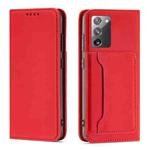 For Samsung Galaxy S20 FE Strong Magnetism Liquid Feel Horizontal Flip Leather Case with Holder & Card Slots & Wallet(Red)