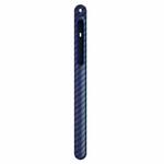 TPU Carbon Fiber Pattern Capacitor Stylus Pen Protective Case with Hook For Apple Pencil 1(Blue)