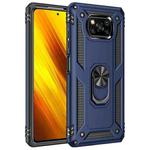 For Xiaomi Poco X3 NFC Shockproof TPU + PC Protective Case with 360 Degree Rotating Holder(Blue)