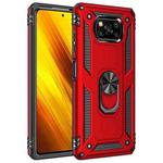 For Xiaomi Poco X3 NFC Shockproof TPU + PC Protective Case with 360 Degree Rotating Holder(Red)