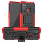 For OnePlus Nord N100 Tire Texture Shockproof TPU+PC Protective Case with Holder(Red)