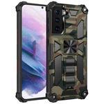 For Samsung Galaxy S21+ 5G Camouflage Armor Shockproof TPU + PC Magnetic Protective Case with Holder(Army Green)