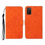 For Samsung Galaxy A02s (US Version) Ethnic Style Embossed Pattern Horizontal Flip Leather Case with Holder & Card Slots & Wallet & Lanyard(Orange)