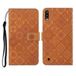 For Samsung Galaxy A10 / M10 Ethnic Style Embossed Pattern Horizontal Flip Leather Case with Holder & Card Slots & Wallet & Lanyard(Brown)
