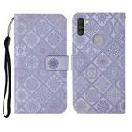 For Samsung Galaxy A11 Ethnic Style Embossed Pattern Horizontal Flip Leather Case with Holder & Card Slots & Wallet & Lanyard(Purple)