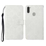 For Samsung Galaxy A11 Ethnic Style Embossed Pattern Horizontal Flip Leather Case with Holder & Card Slots & Wallet & Lanyard(White)