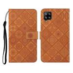 For Samsung Galaxy A12 Ethnic Style Embossed Pattern Horizontal Flip Leather Case with Holder & Card Slots & Wallet & Lanyard(Brown)