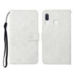 For Samsung Galaxy A20 / A30 Ethnic Style Embossed Pattern Horizontal Flip Leather Case with Holder & Card Slots & Wallet & Lanyard(White)