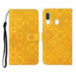 For Samsung Galaxy A20e Ethnic Style Embossed Pattern Horizontal Flip Leather Case with Holder & Card Slots & Wallet & Lanyard(Yellow)