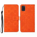 For Samsung Galaxy A31 Ethnic Style Embossed Pattern Horizontal Flip Leather Case with Holder & Card Slots & Wallet & Lanyard(Orange)