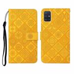 For Samsung Galaxy A71 Ethnic Style Embossed Pattern Horizontal Flip Leather Case with Holder & Card Slots & Wallet & Lanyard(Yellow)