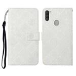 For Samsung Galaxy M11 Ethnic Style Embossed Pattern Horizontal Flip Leather Case with Holder & Card Slots & Wallet & Lanyard(White)