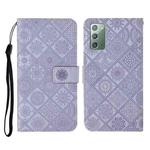 For Samsung Galaxy Note20 Ethnic Style Embossed Pattern Horizontal Flip Leather Case with Holder & Card Slots & Wallet & Lanyard(Purple)