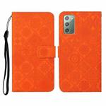 For Samsung Galaxy Note20 Ethnic Style Embossed Pattern Horizontal Flip Leather Case with Holder & Card Slots & Wallet & Lanyard(Orange)