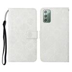 For Samsung Galaxy Note20 Ethnic Style Embossed Pattern Horizontal Flip Leather Case with Holder & Card Slots & Wallet & Lanyard(White)