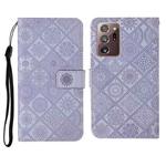 For Samsung Galaxy Note20 Ultra Ethnic Style Embossed Pattern Horizontal Flip Leather Case with Holder & Card Slots & Wallet & Lanyard(Purple)