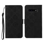 For Samsung Galaxy S10+ Ethnic Style Embossed Pattern Horizontal Flip Leather Case with Holder & Card Slots & Wallet & Lanyard(Black)